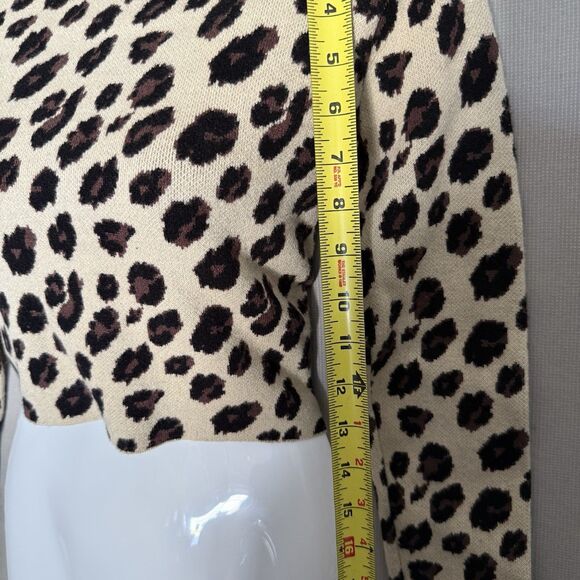 Zara Jacquard Knit Leopard Top Small Animal Print Long Sleeve Sweater Backless - Picture 5 of 9